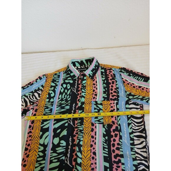 Reason Shirt Mens Small Multicolor  Short Sleeve Button Up Y2K Streetwear - Picture 8 of 14